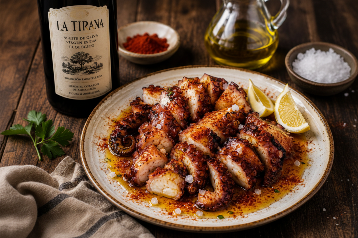 Pulpo a la Parrilla con Aceite de Oliva y Pimentón