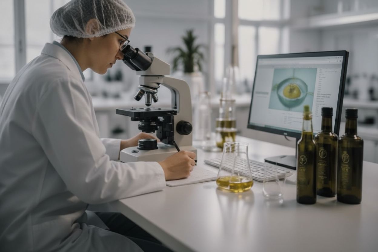 Laboratorio con logo en botellas